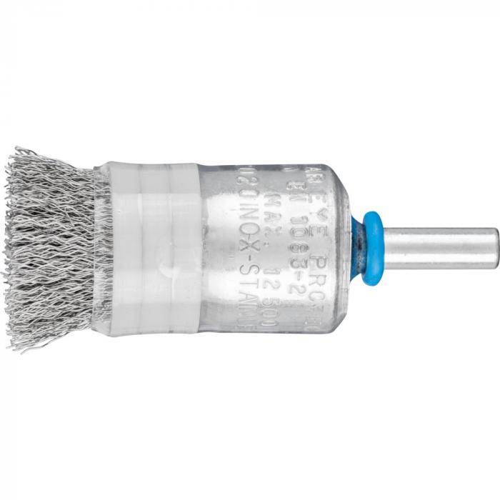 PFERD Pinselbürste PBUR 2022/6 INOX 0,20 mit Schaft und Ring - INOX - ungezopft - Außen-ø 20 mm - Besatzmaterial-ø 0,20 mm - VE 10 Stück - Preis