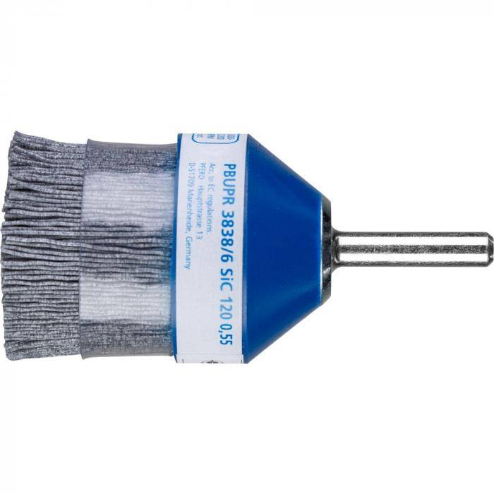 PFERD Pinselbürste PBUPR 3838/6 SiC 120 0,55 mit Plastikkörper und Stützring - Kunststoffbesatz Siliciumcarbid - ungezopft - Außen-ø 38 mm - Kör