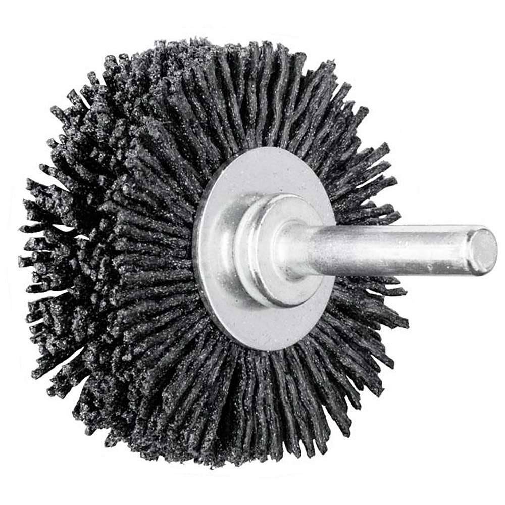 Rundbürste - PFERD - ungezopft, aus Keramikkorn - mit Schaft - für NE-Metall u.a. - Bezeichnung RBU 5015/6 CO 120 1,10 - Bürsten-Ø 50 mm - Besatzm