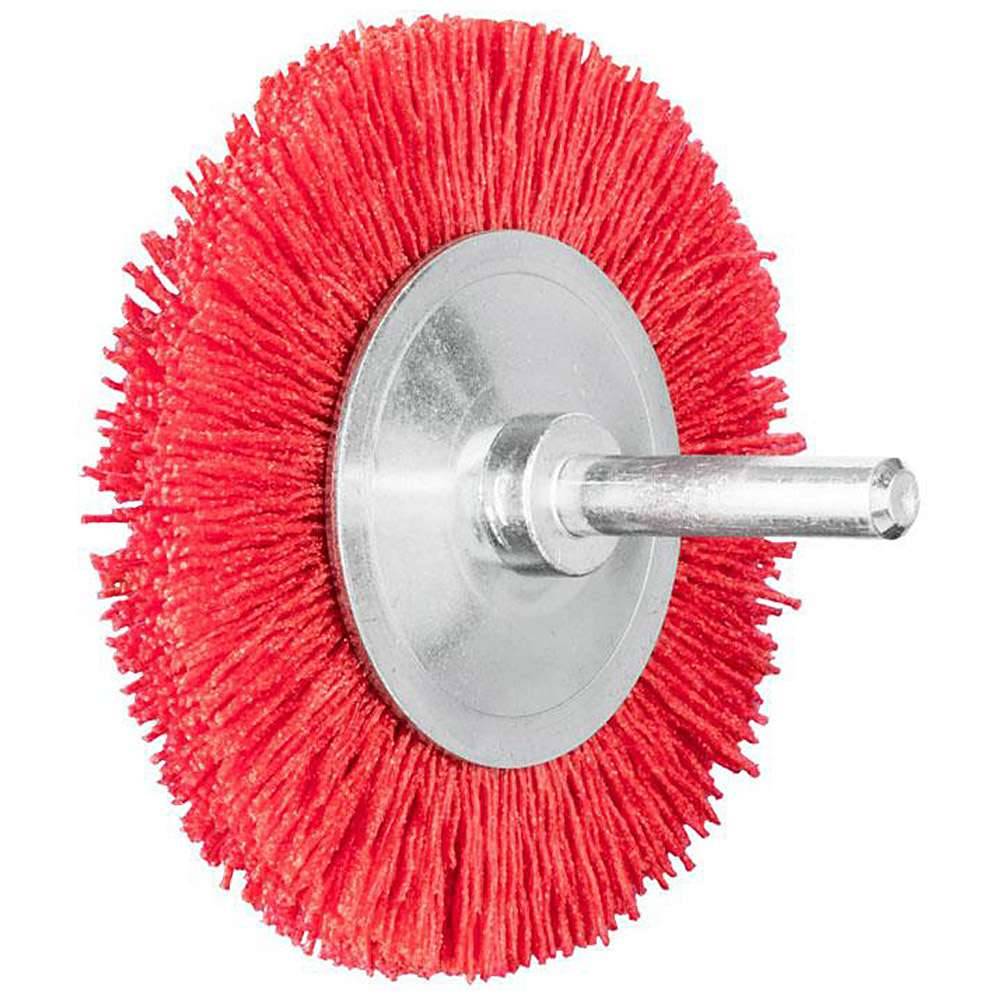 Rundbürste - PFERD - ungezopft, aus Keramikkorn - mit Schaft - für NE-Metall u.a. - Bezeichnung RBU 7008/6 CO 120 0,55 - Bürsten-Ø 70 mm - Besatzm