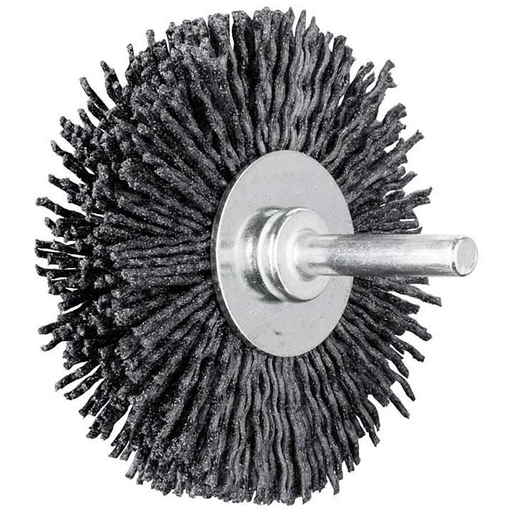 Rundbürste - PFERD - ungezopft, aus Keramikkorn - mit Schaft - für NE-Metall u.a. - Bezeichnung RBU 7015/6 CO 120 1,10 - Bürsten-Ø 70 mm - Besatzm