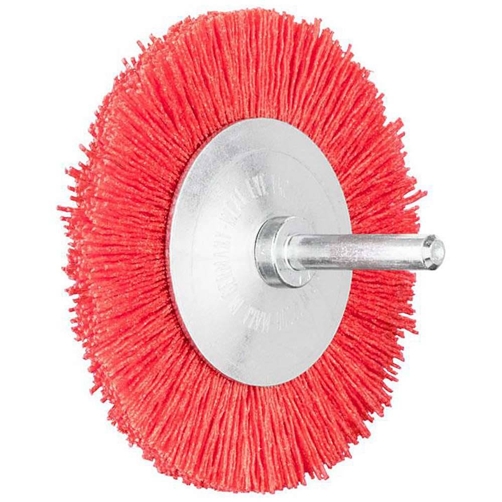 Rundbürste - PFERD - ungezopft, aus Keramikkorn - mit Schaft - für NE-Metall u.a. - Bezeichnung RBU 8008/6 CO 120 0,55 - Bürsten-Ø 80 mm - Besatzm