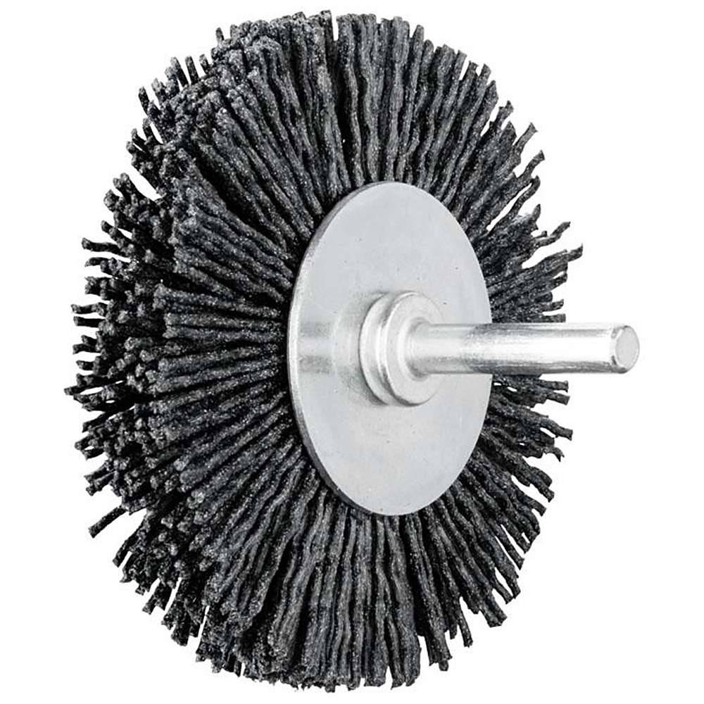 Rundbürste - PFERD - ungezopft, aus Keramikkorn - mit Schaft - für NE-Metall u.a. - Bezeichnung RBU 8015/6 CO 120 1,10 - Bürsten-Ø 80 mm - Besatzm
