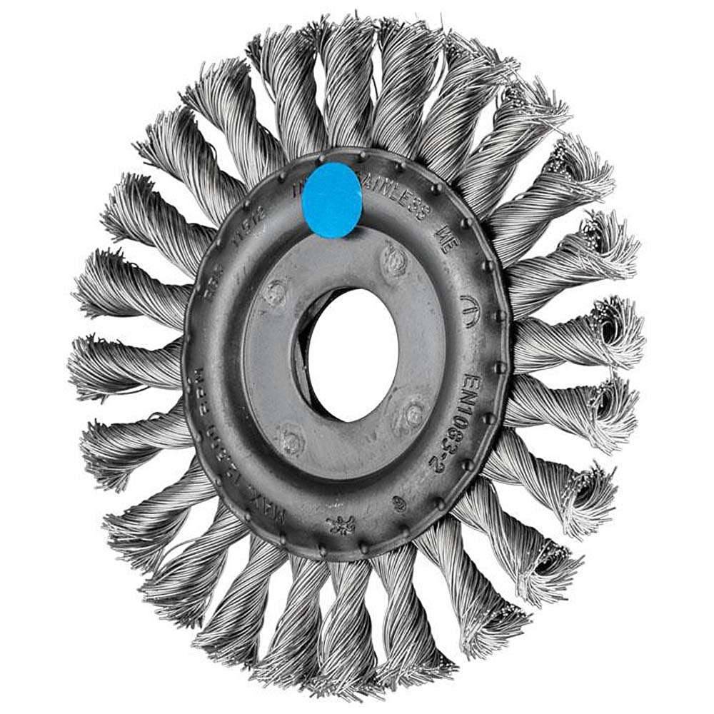 Rundbürste - PFERD - gezopft mit Edelstahl - für Edelstahl und NE-Metalle - Bezeichnung RBG 11512/22,2 INOX 0,35 - Bürsten-Ø 115 mm - Besatzmaße