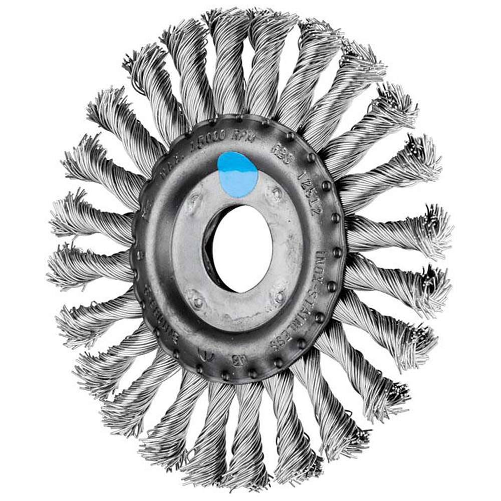 Rundbürste - PFERD - gezopft mit Edelstahl - für Edelstahl und NE-Metalle - Bezeichnung RBG 12512/22,2 INOX 0,50 - Bürsten-Ø 125 mm - Besatzmaße