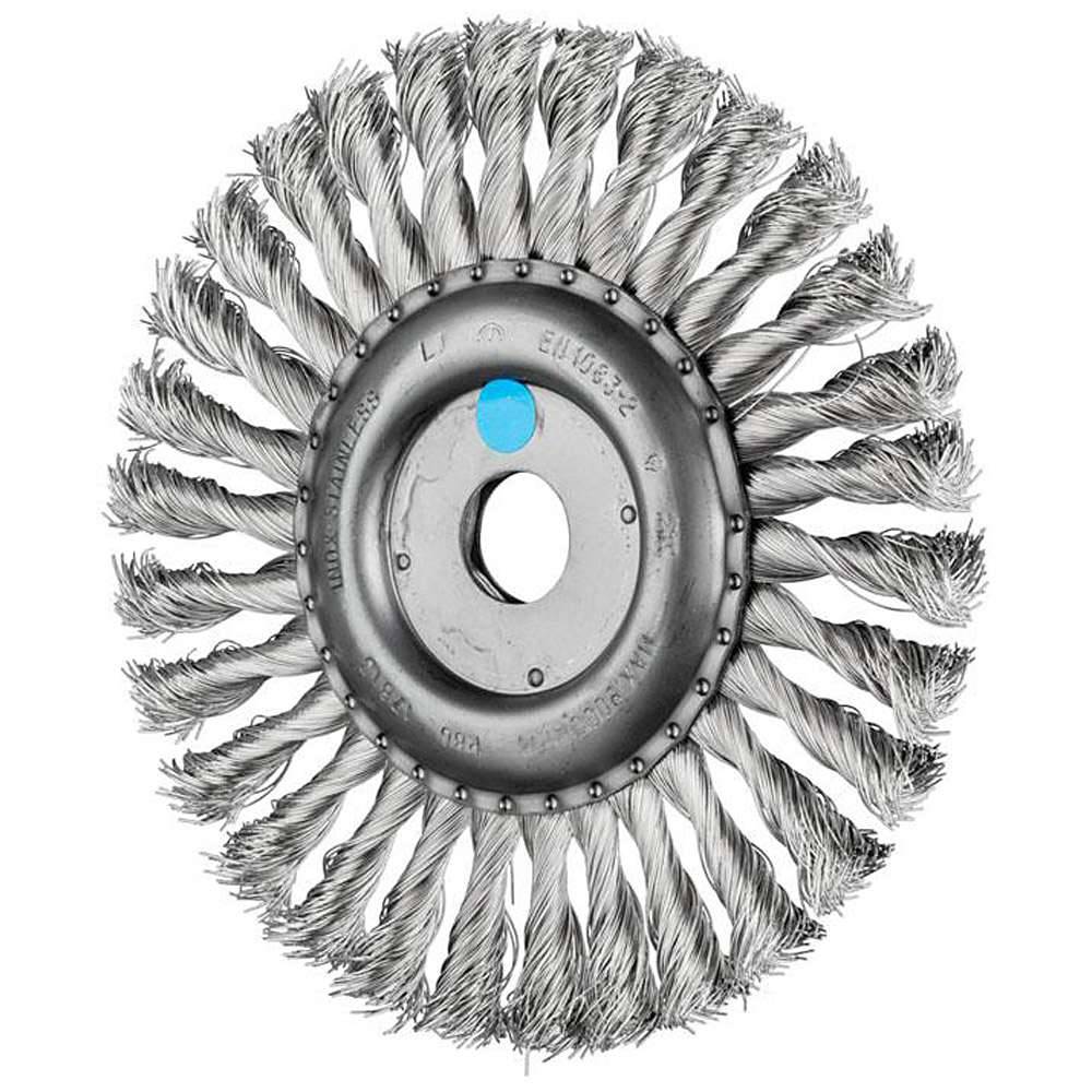 Rundbürste - PFERD - gezopft mit Edelstahl - für Edelstahl und NE-Metalle - Bezeichnung RBG 17813/22,2 INOX 0,35 - Bürsten-Ø 178 mm - Besatzmaße