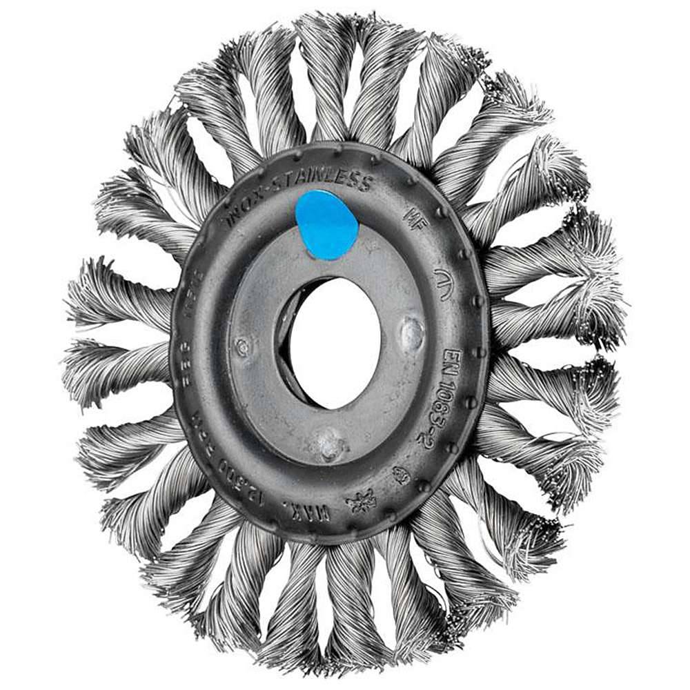 Rundbürste - PFERD COMBITWIST® - gezopft - Edelstahlbesatz - Besatz-Ø 0,35 mm - Bezeichnung RBG 11512/22,2 CT INOX 0,35 - Bürsten-Ø 115 mm - Besa