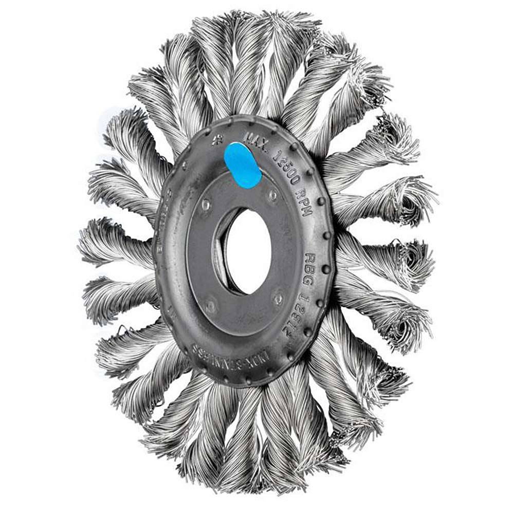 Rundbürste - PFERD COMBITWIST® - gezopft - Edelstahlbesatz - Besatz-Ø 0,35 mm - Bezeichnung RBG 12512/22,2 CT INOX 0,35 - Bürsten-Ø 125 mm - Besa