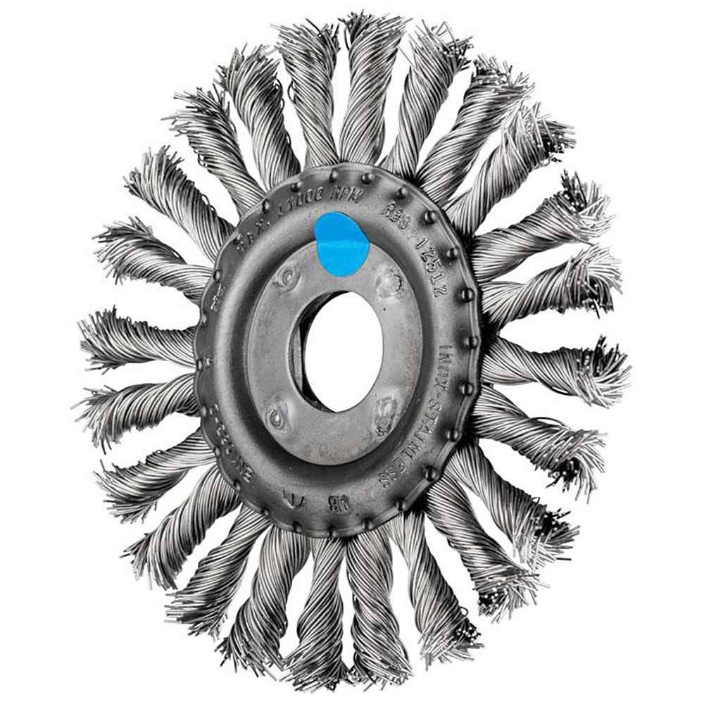 Rundbürste - PFERD COMBITWIST® - gezopft - Edelstahlbesatz - Besatz-Ø 0,50 mm - Bezeichnung RBG 12512/22,2 CT INOX 0,50 - Bürsten-Ø 125 mm - Besa
