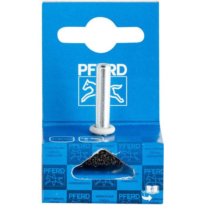 Rundbürste - PFERD - ungezopft, aus Stahldraht - mit Schaft - für Baustahl u.a. - Bezeichnung POS RBU 3006/6 ST 0,20 - Gesamtlänge 40 mm - Bürsten