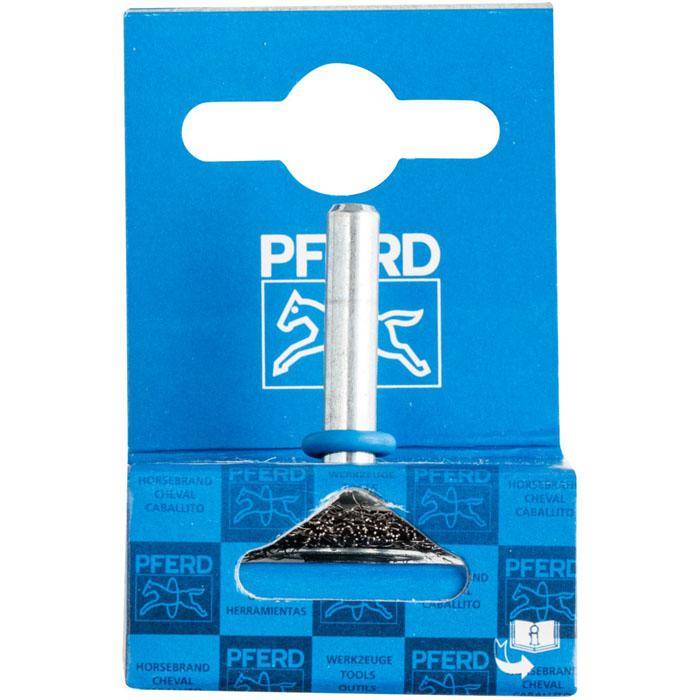 Rundbürste - PFERD - ungezopft, aus INOX - mit Schaft - für Edelstahl - Bezeichnung POS RBU 3006/6 INOX 0,20 - Gesamtlänge 40 mm - Bürsten-Ø 30 m