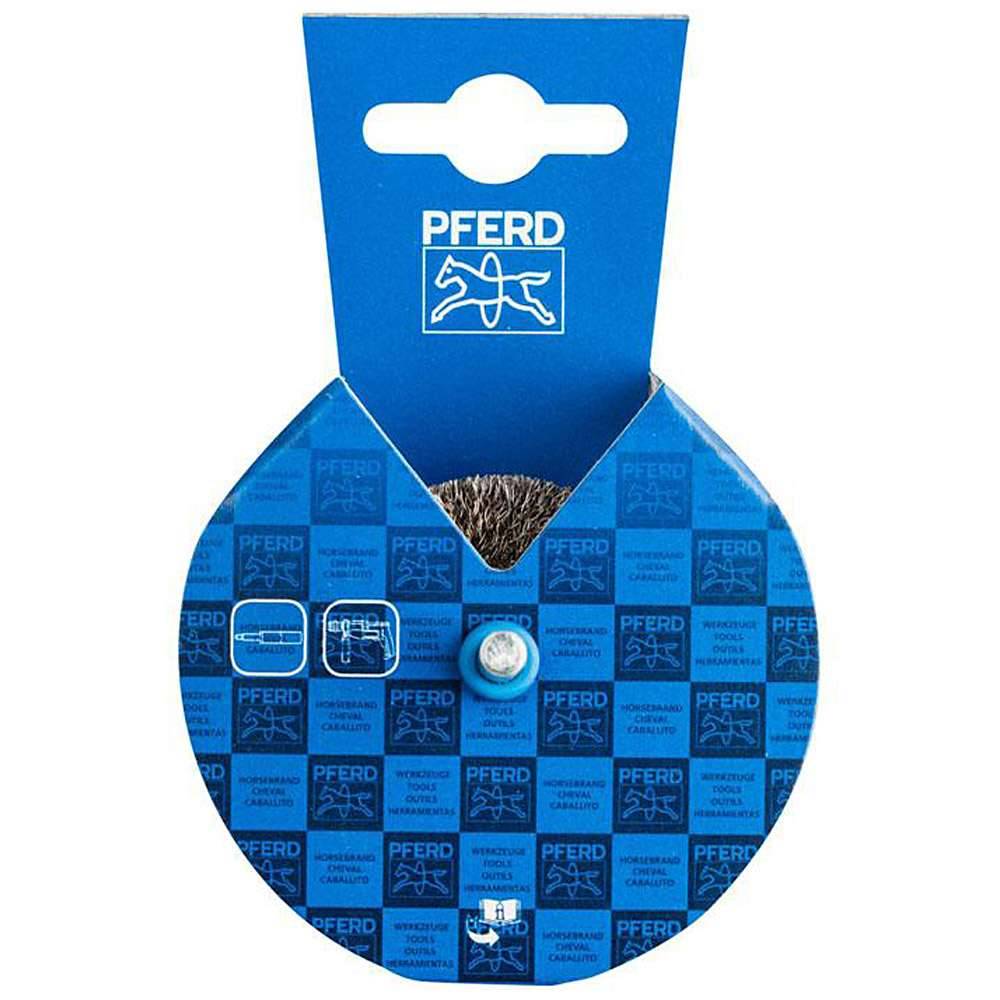 Rundbürste - PFERD - ungezopft, aus INOX - mit Schaft - für Edelstahl - Bezeichnung POS RBU 5015/6 INOX 0,20 - Gesamtlänge 50 mm - Bürsten-Ø 50 m