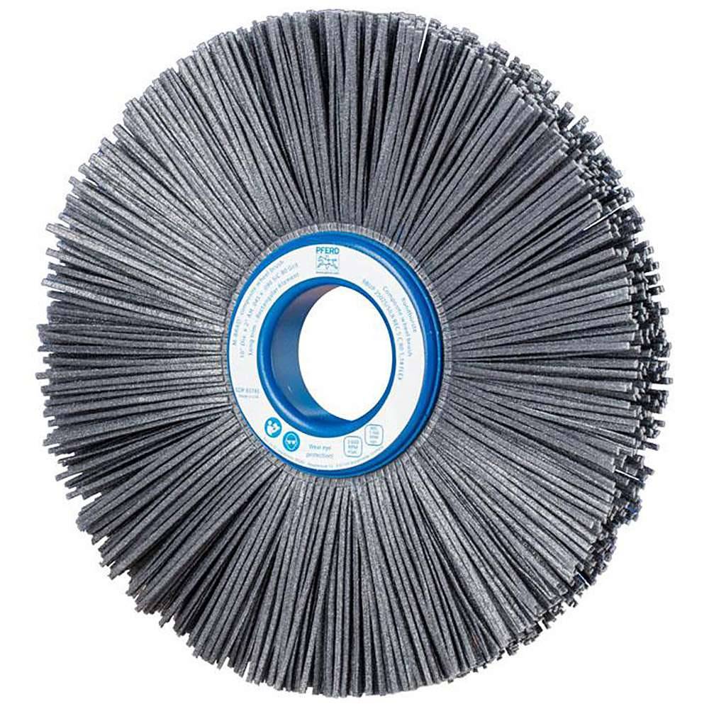 Rundbürste - PFERD - mit Plastikkörper - Ø 250 mm - mit Siliciumcarbid - Bezeichnung RBUP 25025/50,8 REC SiC 80 1,14 FL - Besatzmaterial-Ø 1,14 mm