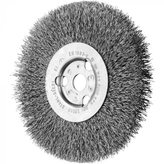 PFERD Rundbürste RBU 12512/14,0 ST 0,30 - ungezopft - schmal - Stahldraht - Außen-ø 125 mm - Besatzbreite 12 mm - Bo./Adapter 14,0 mm - Besatzmater