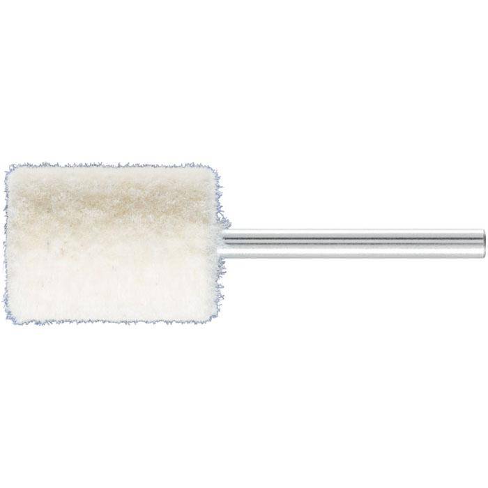 Polierstift - PFERD - Filz - Schaft-Ø 3 mm - mit Stirnbohrung - D x T 15 x 20 mm - Bezeichnung FK ZYA 1520/3 M ST-BO - Härtegrad mittel - VE 10 Stk