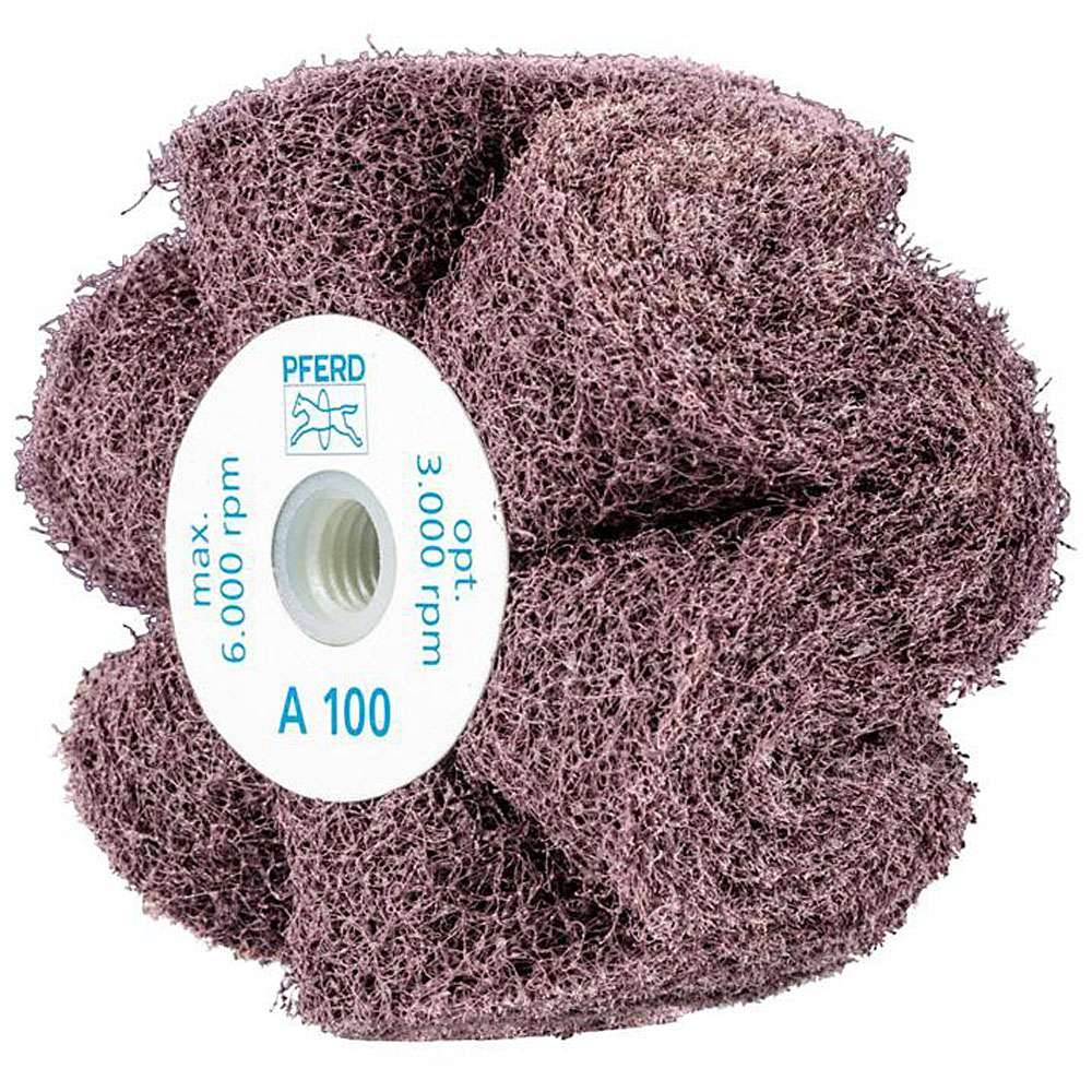Schleifvlies - PFERD POLINOX® PNG - mit M14 Gewinde - Bezeichnung PNG 10050 M14 A 100 - Maße (D x T) 100 x 50 mm - Korngröße 100 - empf. Drehzahl