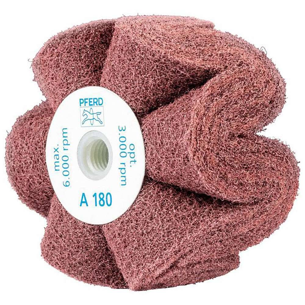 Schleifvlies - PFERD POLINOX® PNG - mit M14 Gewinde - Bezeichnung PNG 10050 M14 A 180 - Maße (D x T) 100 x 50 mm - Korngröße 180 - empf. Drehzahl