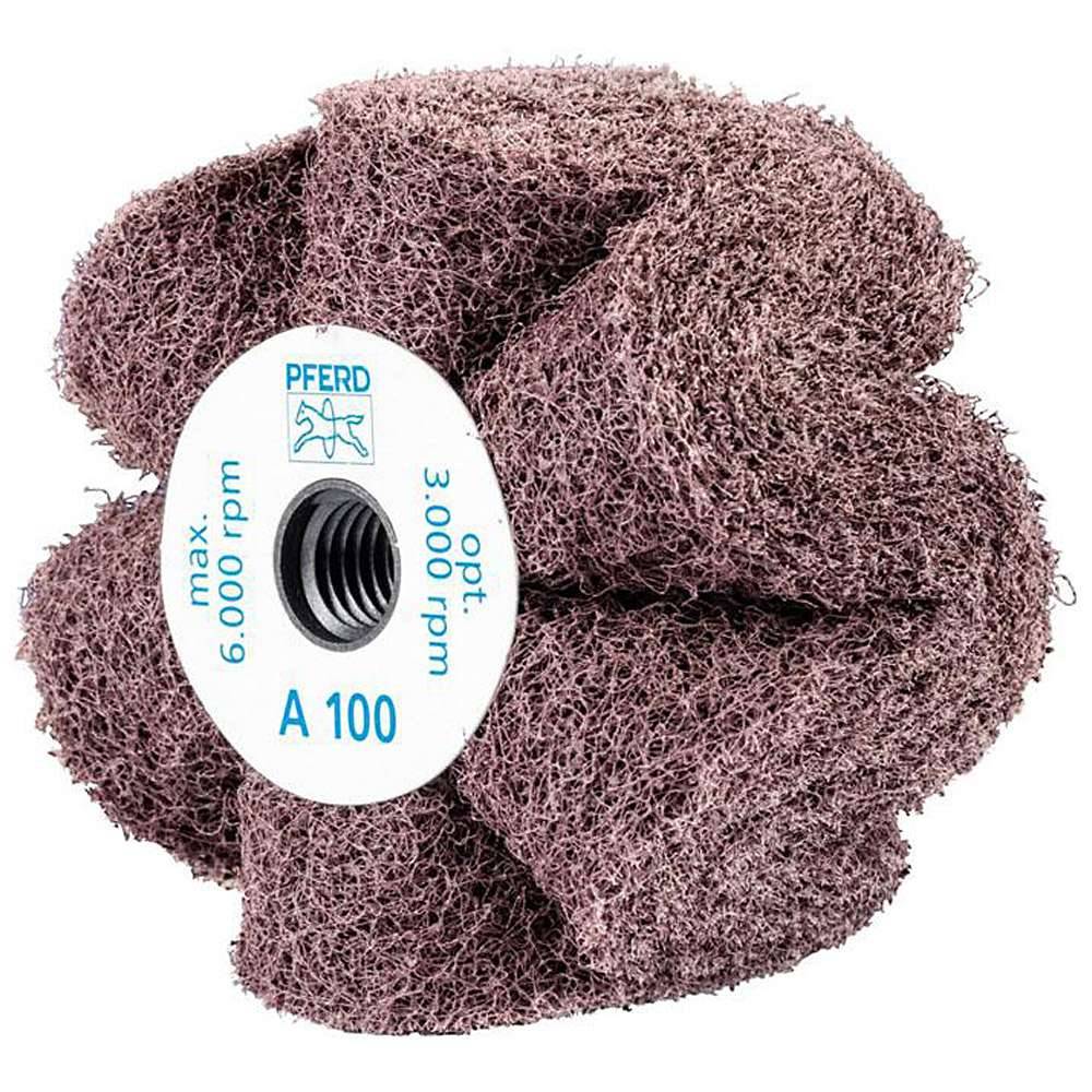 Schleifvlies - PFERD POLINOX® PNG - mit 5/8-11 Gewinde - Bezeichnung PNG 10050 5/8-11 A 100 - Maße (D x T) 100 x 50 mm - Korngröße 100 - empf. Dre