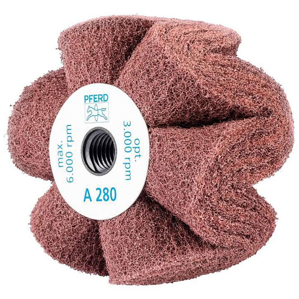 Schleifvlies - PFERD POLINOX® PNG - mit 5/8-11 Gewinde - Bezeichnung PNG 10050 5/8-11 A 280 - Maße (D x T) 100 x 50 mm - Korngröße 280 - empf. Dre