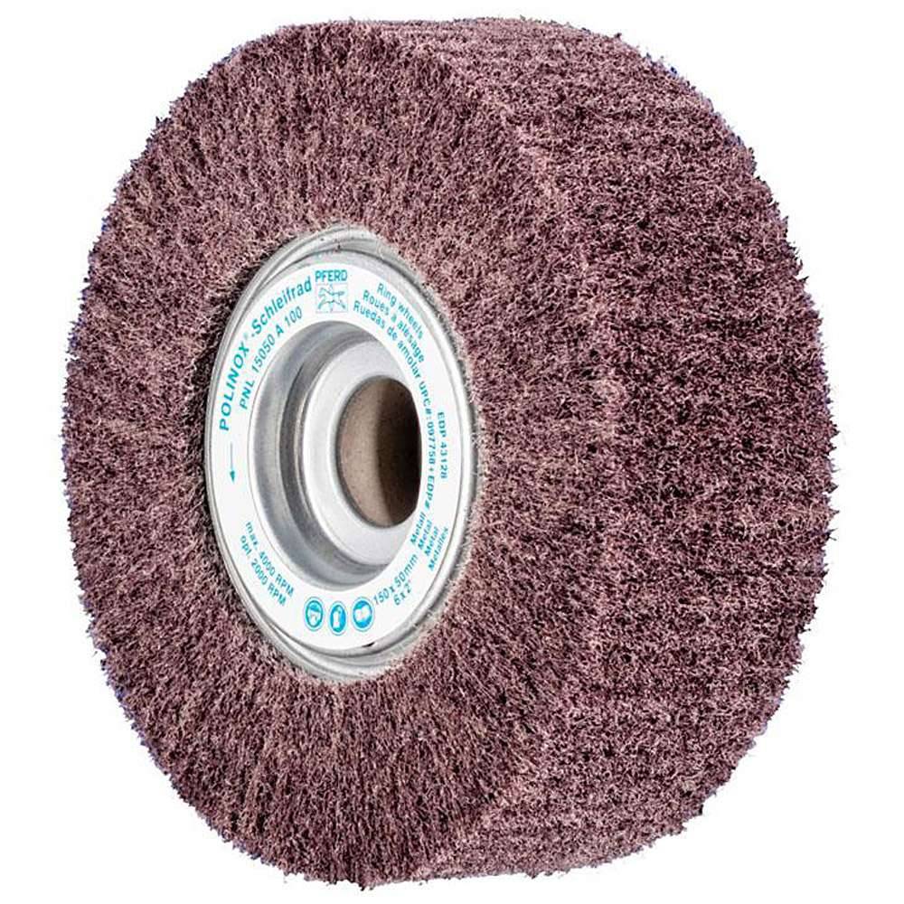 Schleifvlies - PFERD POLINOX® - lamellenförmiges Vlies - Schleifmittel Korund - Bezeichnung PNL 15050/25,4 A 100 - Besatzmaße (D x T) 150 x 50 mm