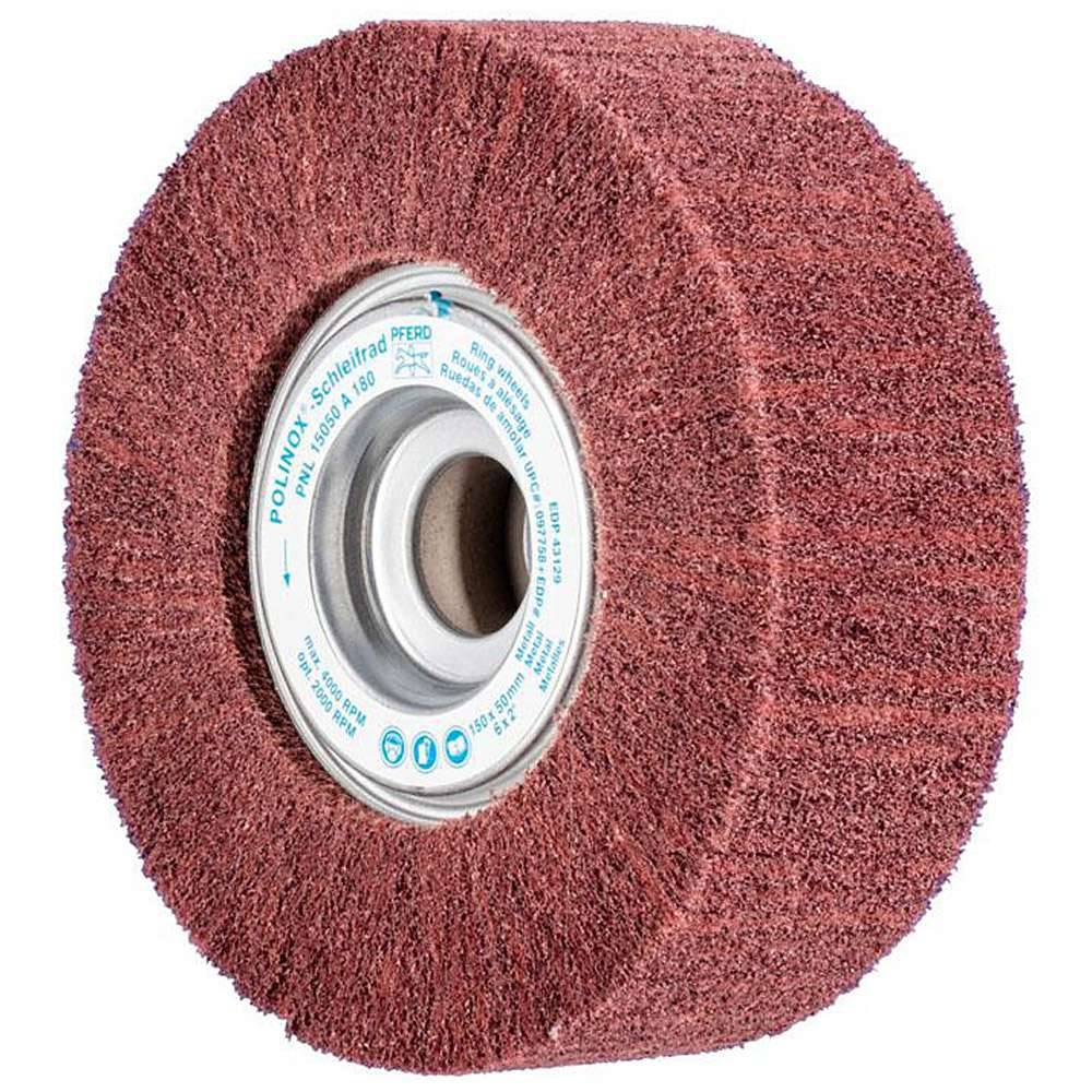 Schleifvlies - PFERD POLINOX® - lamellenförmiges Vlies - Schleifmittel Korund - Bezeichnung PNL 15050/25,4 A 180 - Besatzmaße (D x T) 150 x 50 mm