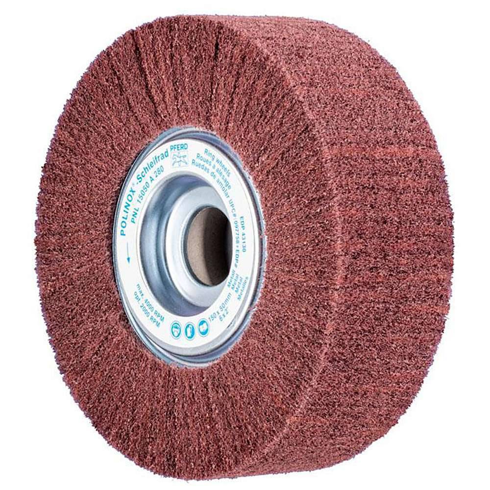 Schleifvlies - PFERD POLINOX® - lamellenförmiges Vlies - Schleifmittel Korund - Bezeichnung PNL 15050/25,4 A 280 - Besatzmaße (D x T) 150 x 50 mm