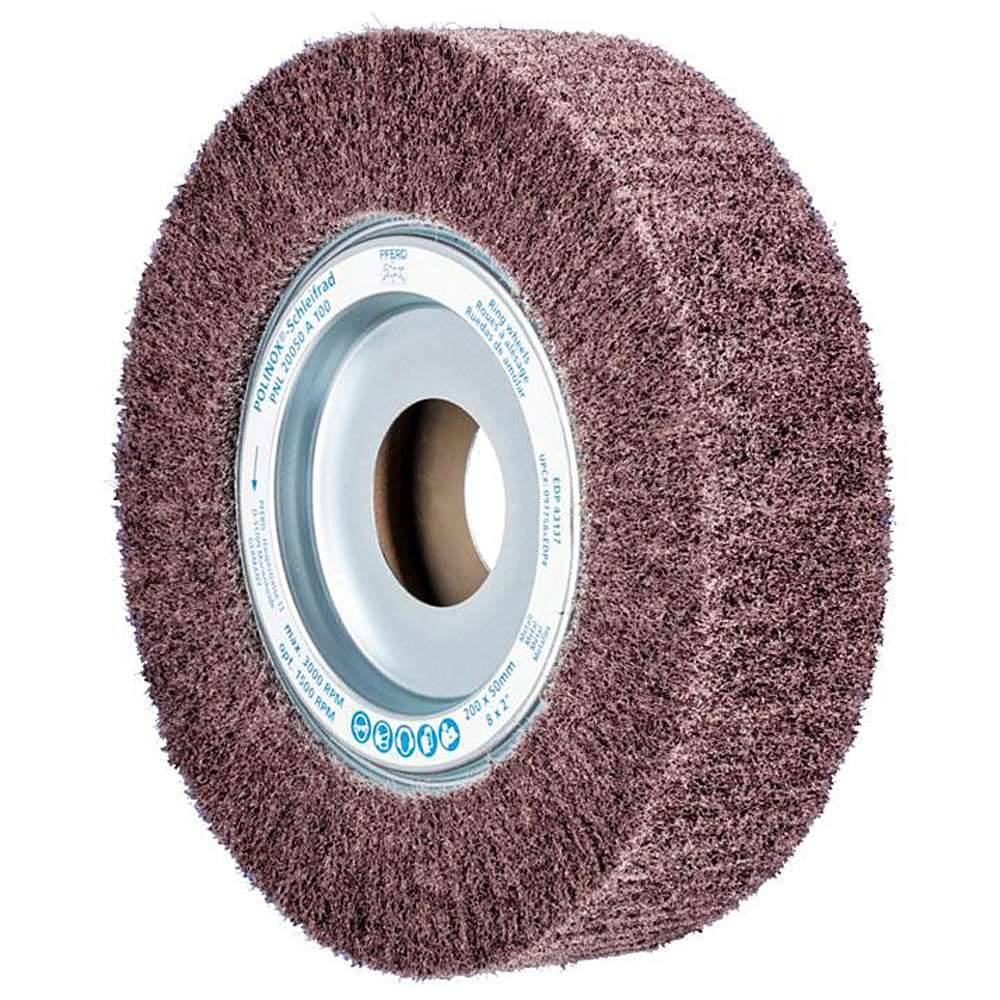 Schleifvlies - PFERD POLINOX® - lamellenförmiges Vlies - Schleifmittel Korund - Bezeichnung PNL 20050/44 A 100 - Besatzmaße (D x T) 200 x 50 mm -