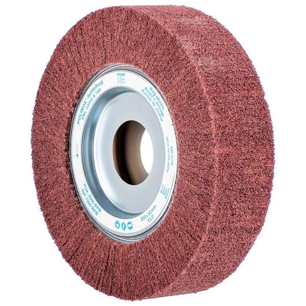 Schleifvlies - PFERD POLINOX® - lamellenförmiges Vlies - Schleifmittel Korund - Bezeichnung PNL 20050/44 A 180 - Besatzmaße (D x T) 200 x 50 mm -