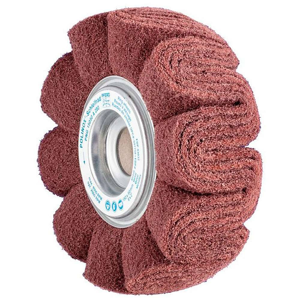 Schleifvlies - PFERD POLINOX® - mit gewelltem Schleifvlies - Schleifmittel Korund - Bezeichnung PNG 15050/25,4 A 280 - Besatzmaße (D x T) 150 x 50