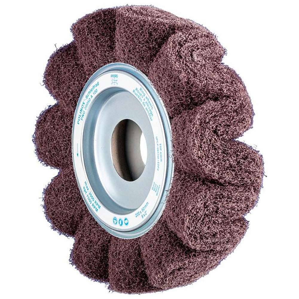 Schleifvlies - PFERD POLINOX® - mit gewelltem Schleifvlies - Schleifmittel Korund - Bezeichnung PNG 20050/44 A 100 - Besatzmaße (D x T) 200 x 50 mm