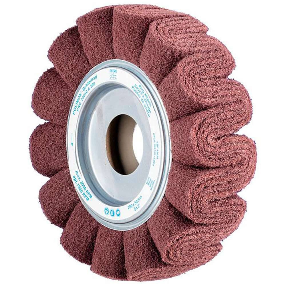 Schleifvlies - PFERD POLINOX® - mit gewelltem Schleifvlies - Schleifmittel Korund - Bezeichnung PNG 20050/44 A 280 - Besatzmaße (D x T) 200 x 50 mm