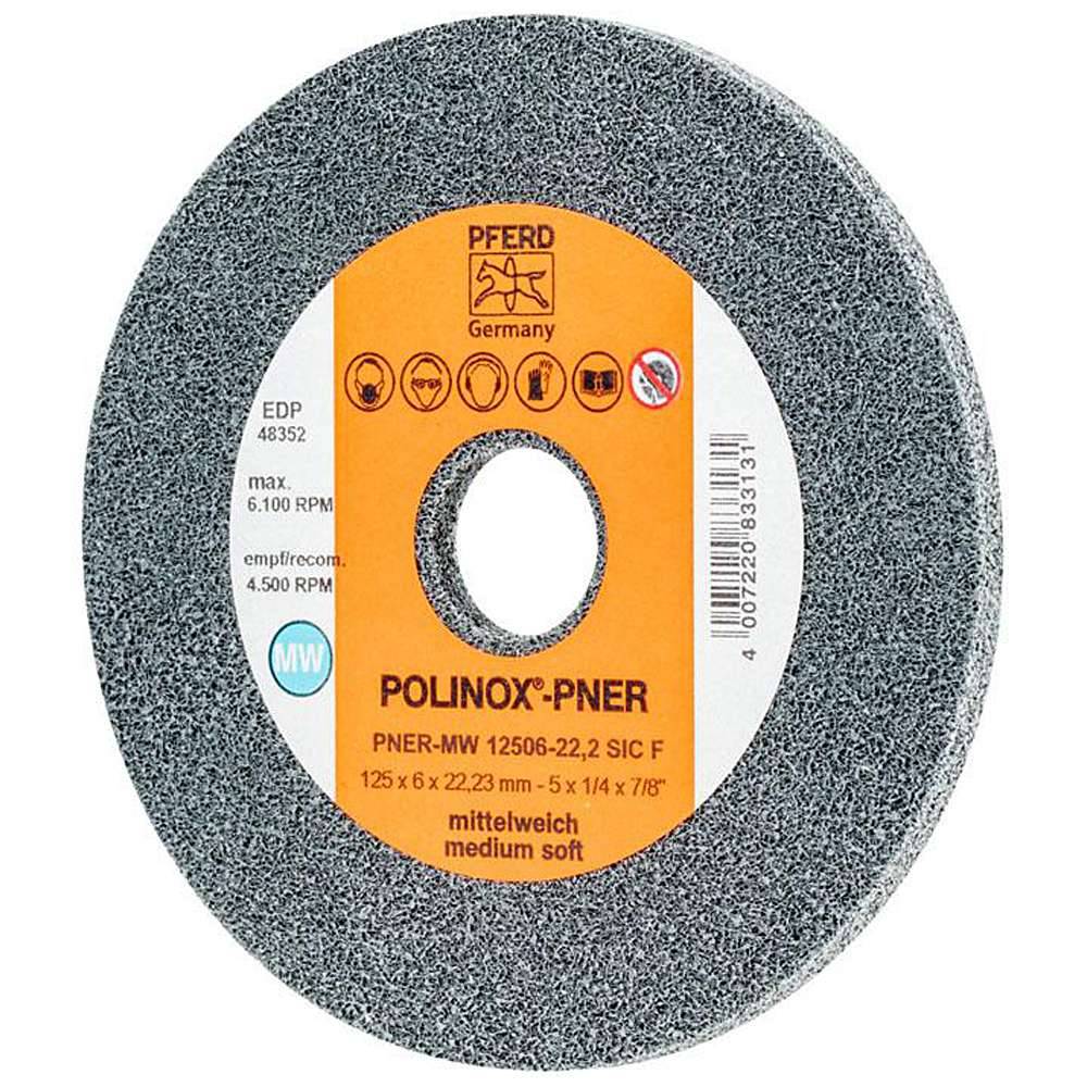 Schleifvlies - PFERD POLINOX® - aus Korund oder Siliciumcarbid - für Edelstahl, Titan etc. - Bezeichnung PNER-MW 12506-22,2 SiC F - Schleifmittel Si
