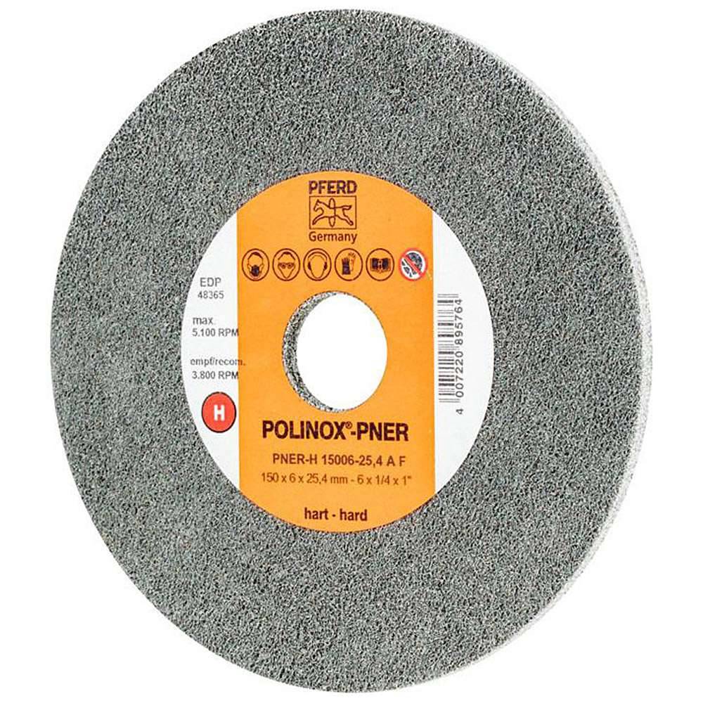Schleifvlies - PFERD POLINOX® - Schleifmittel Korund - für Edelstahl, Titan etc. - Bezeichnung PNER-H 15006-25,4 A F - Maße (D x T) 150 x 6 mm - Bo