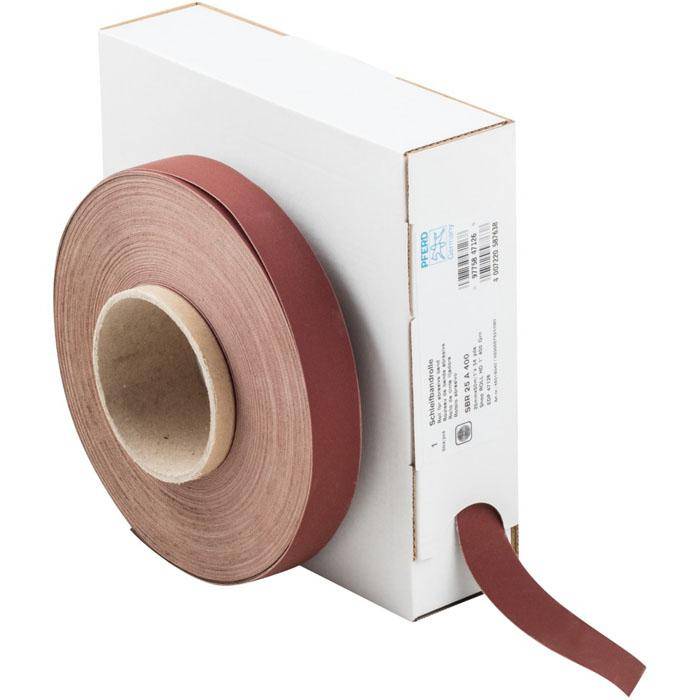 Schleifband - PFERD - Korund A - Korngröße 400 - auf Rolle - Bezeichnung SBR 25 A 400 - Maße (T x L) 25 x 50000 mm