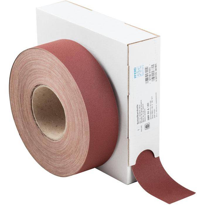 Schleifband - PFERD - Korund A - Korngröße 180 - auf Rolle - Bezeichnung SBR 50 A 180 - Maße (T x L) 50 x 50000 mm