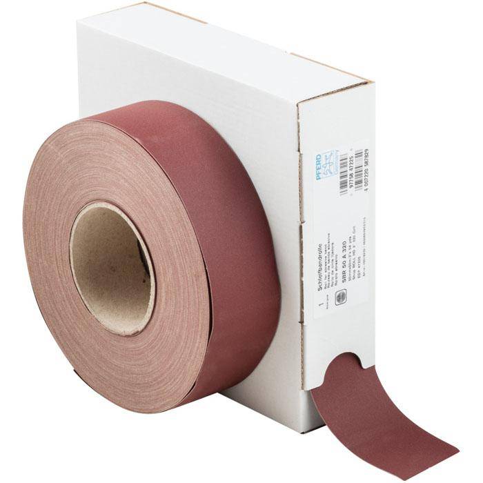 Schleifband - PFERD - Korund A - Korngröße 320 - auf Rolle - Bezeichnung SBR 50 A 320 - Maße (T x L) 50 x 50000 mm