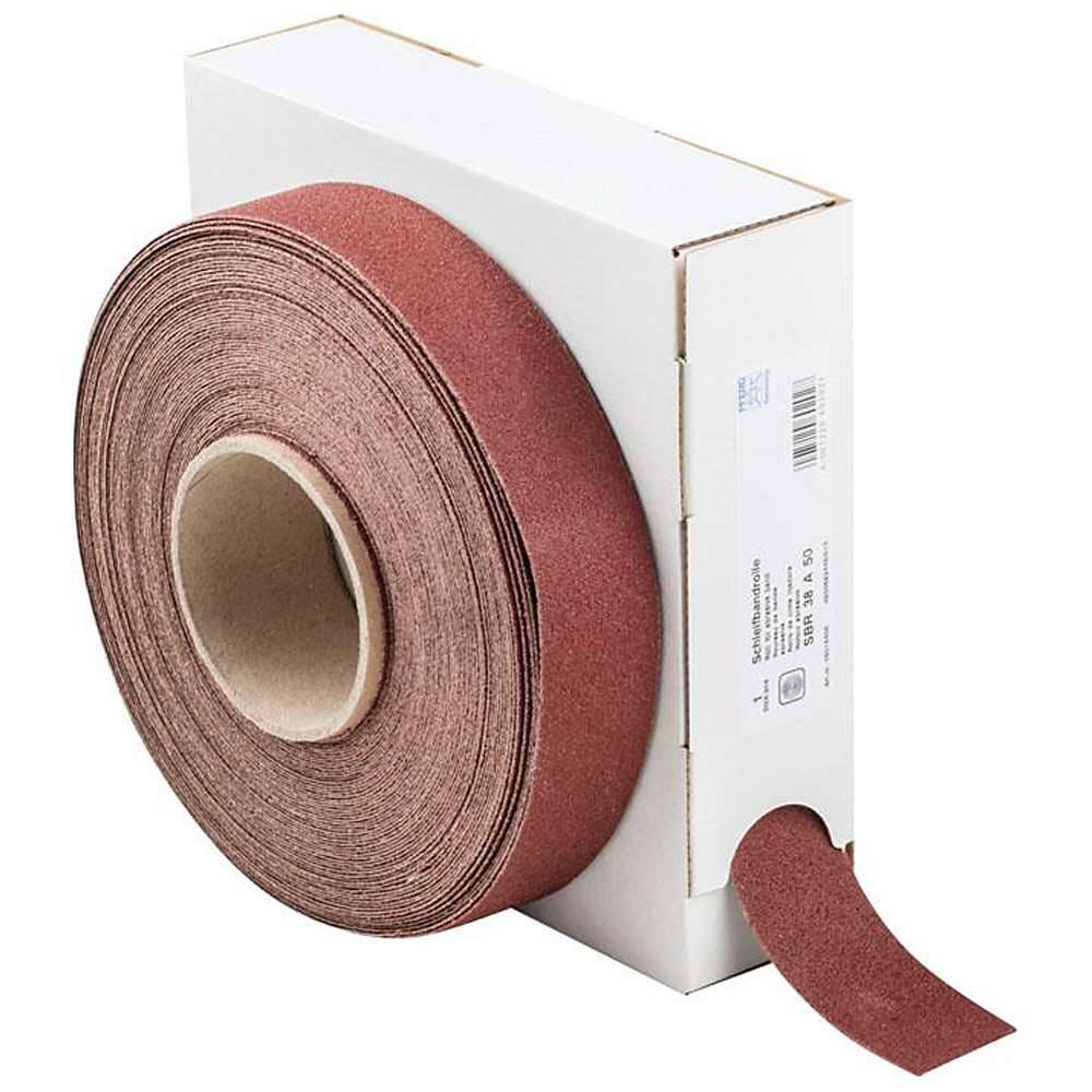 Schleifband - PFERD - Korund A - Korngröße 50 - auf Rolle - Bezeichnung SBR 38 A 50 - Maße (T x L) 38 x 25000 mm