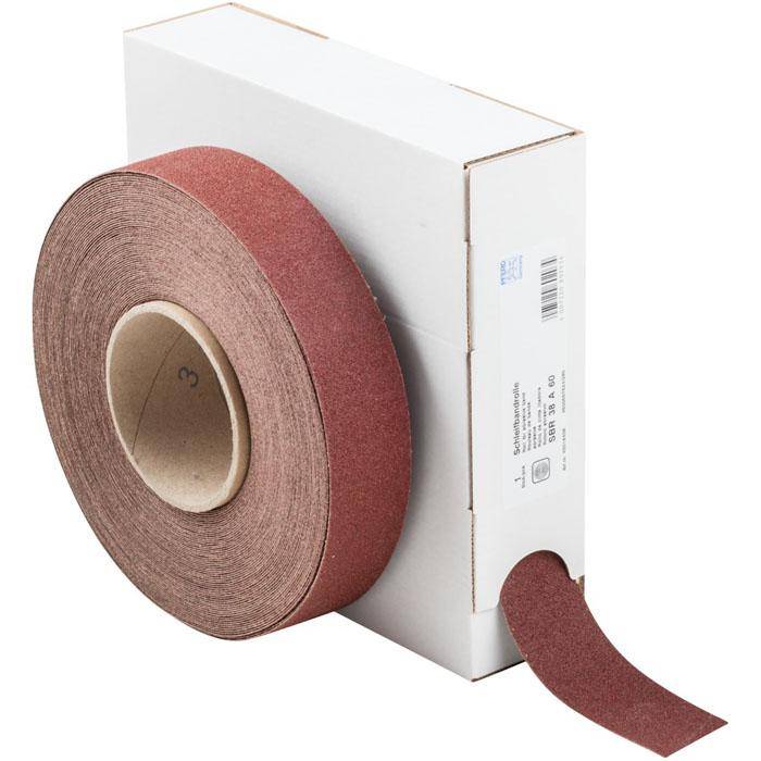 Schleifband - PFERD - Korund A - Korngröße 60 - auf Rolle - Bezeichnung SBR 38 A 60 - Maße (T x L) 38 x 25000 mm