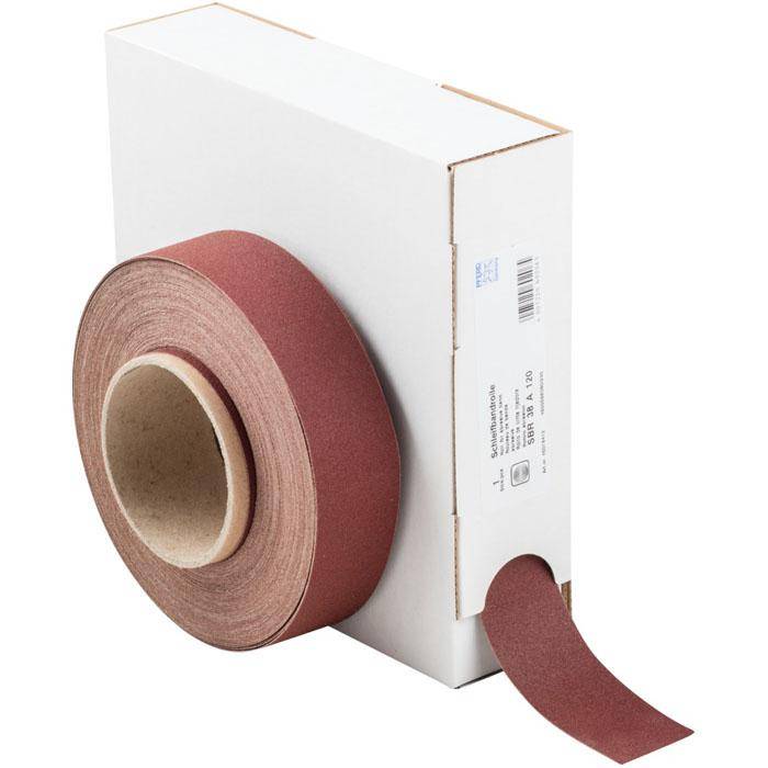 Schleifband - PFERD - Korund A - Korngröße 120 - auf Rolle - Bezeichnung SBR 38 A 120 - Maße (T x L) 38 x 25000 mm