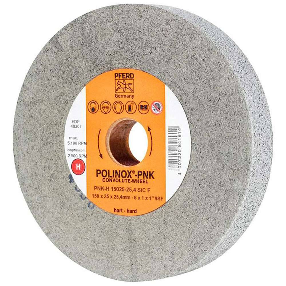 Schleifvlies - PFERD POLINOX® - spiralförmig - Korund/Siliciumcarbid - Bezeichnung PNK-H 15025-25,4 SiC F - Schleifmittel Siliciumcarbid - Maße (D