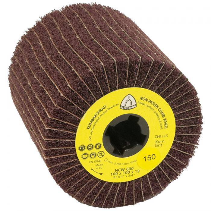 Vliesmoprad NCW 600 S - Durchmesser 110 mm - Breite 100 mm - Bohrung 19 mm - Korn 80 - rotbraun
