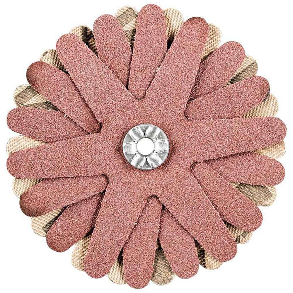 Schleifscheibe - PFERD POLISTAR-TUBE - Sternform - Korngröße 180 - Bezeichnung PST-T 70/4 6 A 180 - Maße (D x H) 70 x 4 mm - Rauigkeitswert 0,4 -
