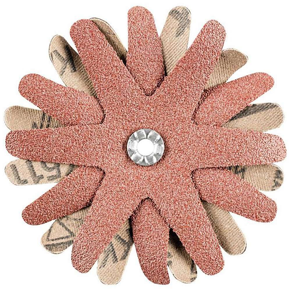 Schleifscheibe - PFERD POLISTAR-TUBE - Sternform - Korngröße 60 - Bezeichnung PST-T 90/5 4 A 60 - Maße (D x H) 90 x 5 mm - Rauigkeitswert 1,0 bis