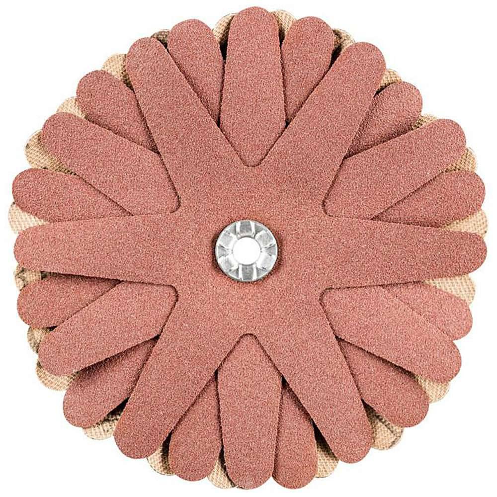 Schleifscheibe - PFERD POLISTAR-TUBE - Sternform - Korngröße 180 - Bezeichnung PST-T 90/5 8 A 180 - Maße (D x H) 90 x 5 mm - Rauigkeitswert 0,4 -
