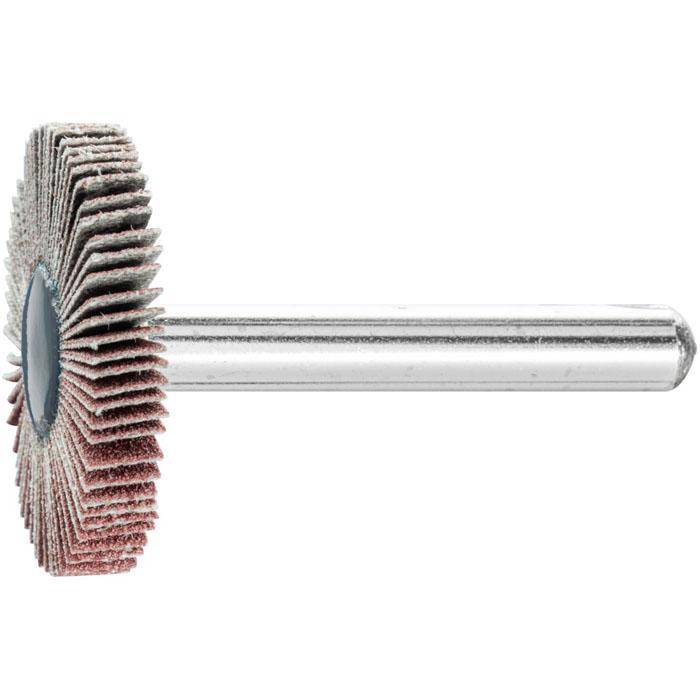 Fächerschleifer - PFERD - Korund A - Schaft-Ø 6 x 40 mm - Korngröße 180 - Bezeichnung F 3005/6 A 180 - Maße (D x T) 30 x 5 mm - empf. Drehzahl 12