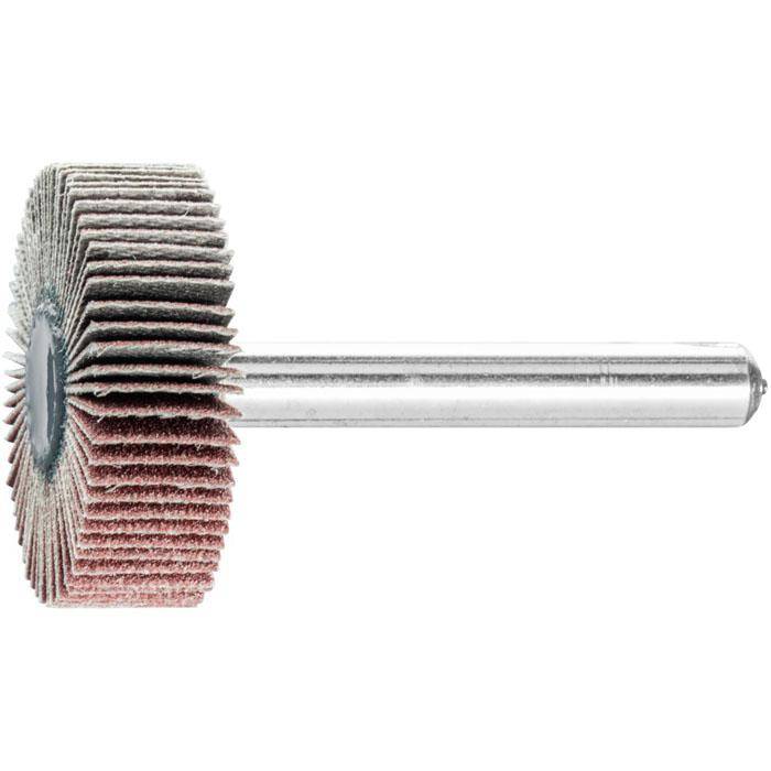 Fächerschleifer - PFERD - Korund A - Schaft-Ø 6 x 40 mm - Korngröße 180 - Bezeichnung F 3010/6 A 180 - Maße (D x T) 30 x 10 mm - empf. Drehzahl 1
