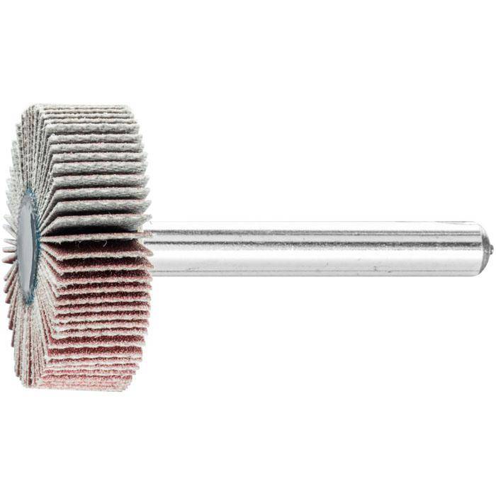 Fächerschleifer - PFERD - Korund A - Schaft-Ø 6 x 40 mm - Korngröße 240 - Bezeichnung F 3010/6 A 240 - Maße (D x T) 30 x 10 mm - empf. Drehzahl 1