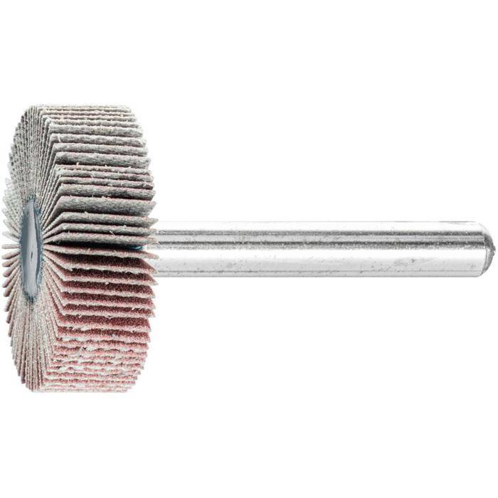 Fächerschleifer - PFERD - Korund A - Schaft-Ø 6 x 40 mm - Korngröße 320 - Bezeichnung F 3010/6 A 320 - Maße (D x T) 30 x 10 mm - empf. Drehzahl 1