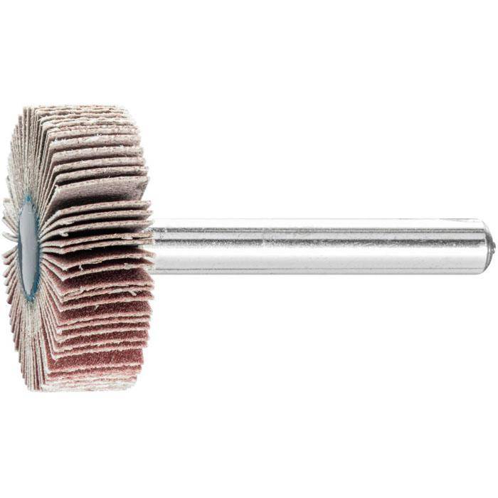 Fächerschleifer - PFERD - Korund A - Schaft-Ø 6 x 40 mm - Korngröße 400 - Bezeichnung F 3010/6 A 400 - Maße (D x T) 30 x 10 mm - empf. Drehzahl 1