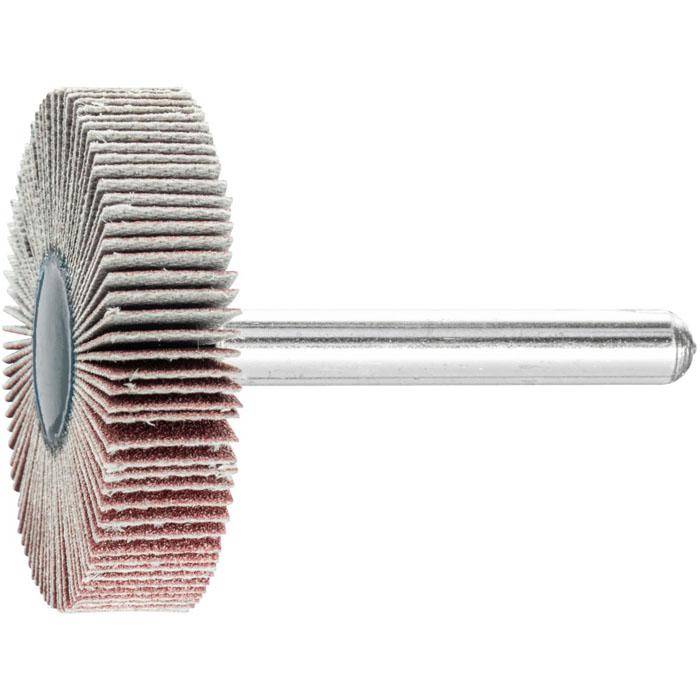 Fächerschleifer - PFERD - Korund A - Schaft-Ø 6 x 40 mm - Korngröße 180 - Bezeichnung F 4010/6 A 180 - Maße (D x T) 40 x 10 mm - empf. Drehzahl 9